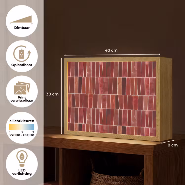 Lightbox - Wandlamp - Tegels - Modern - Structuur - Dieprood — 10