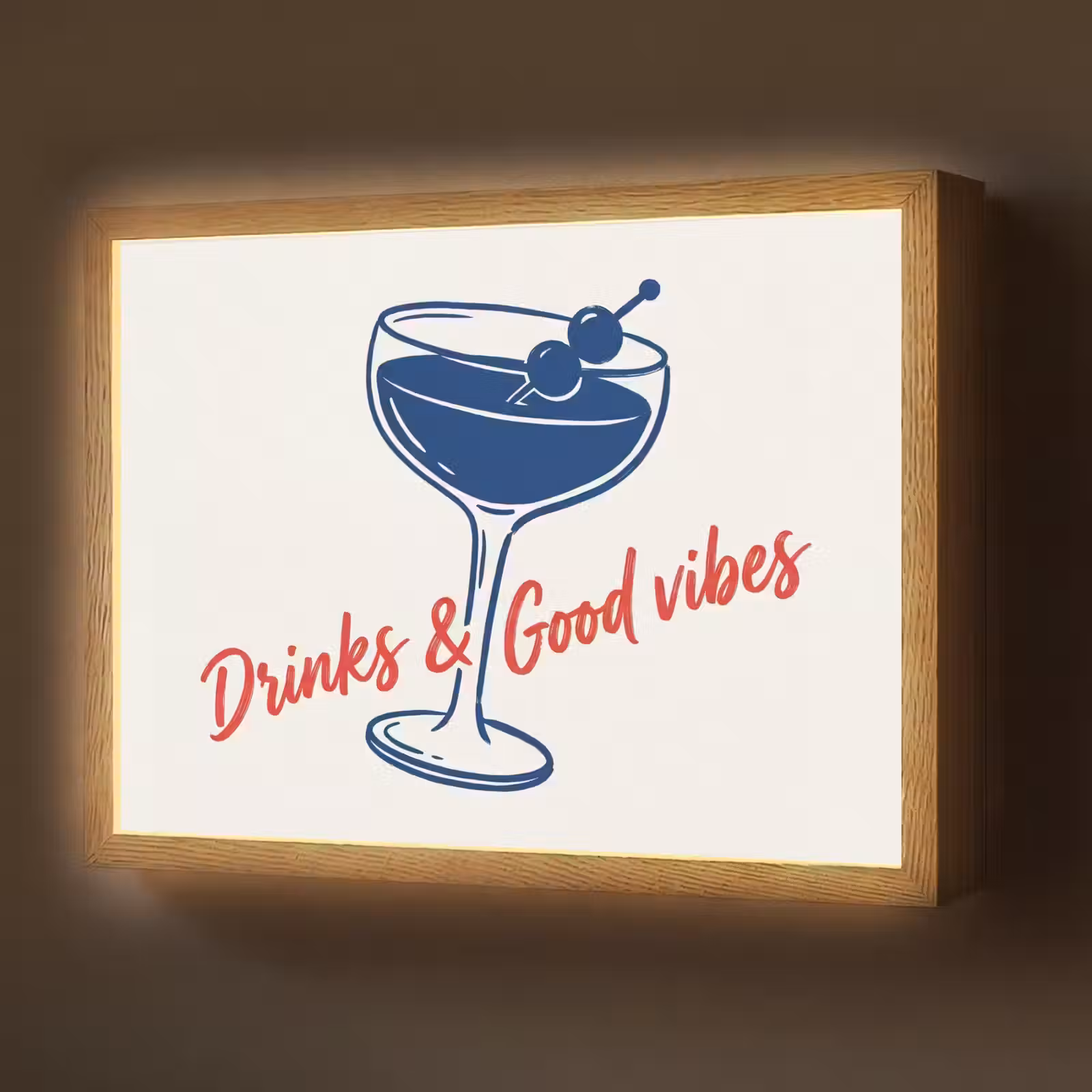 Lightbox - Wandlamp - Cocktail - Glas - Illustratie - Blauw - Wit — 1