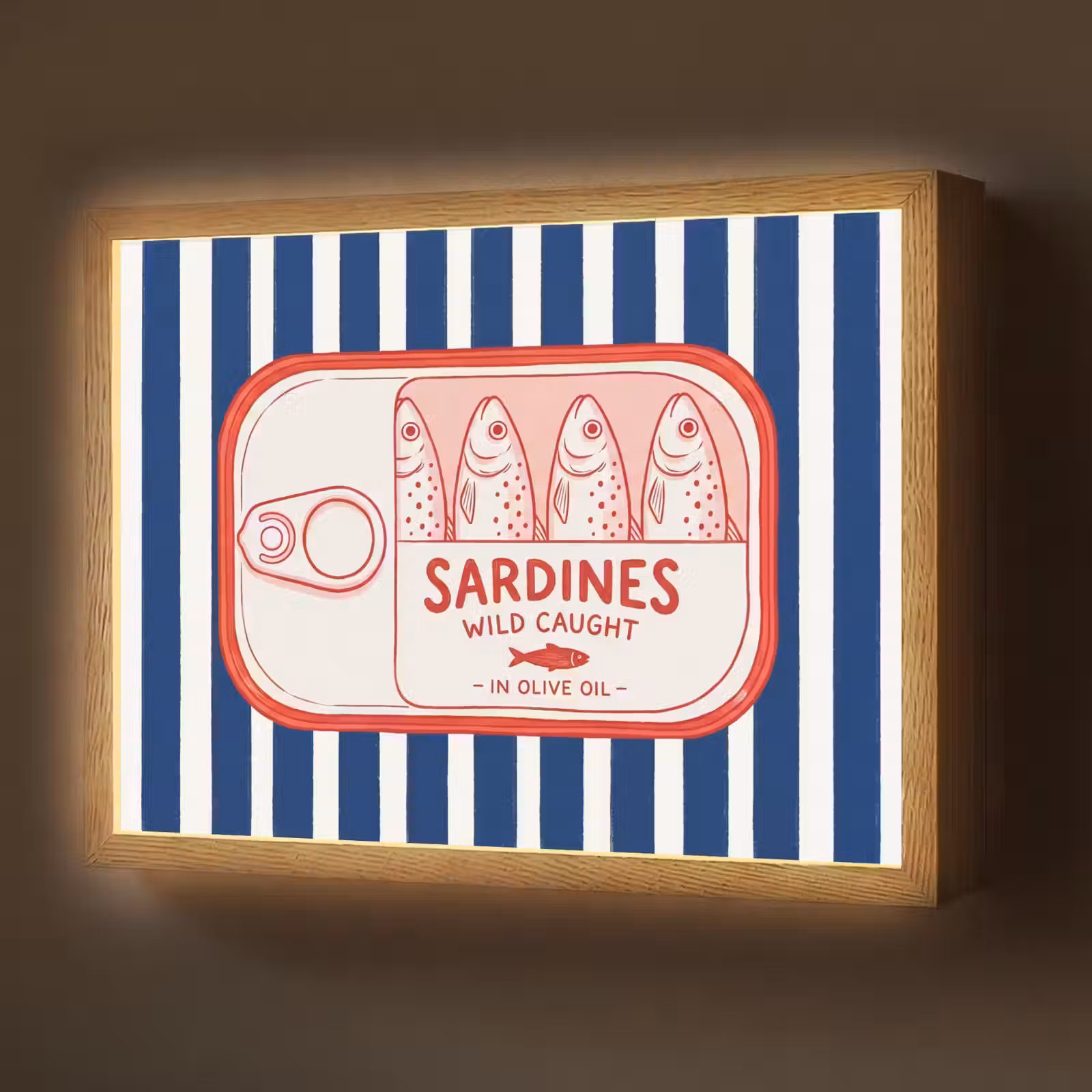 Lightbox - Wandlamp - Eten - Vis - Blik - Illustratie - Rood — 1