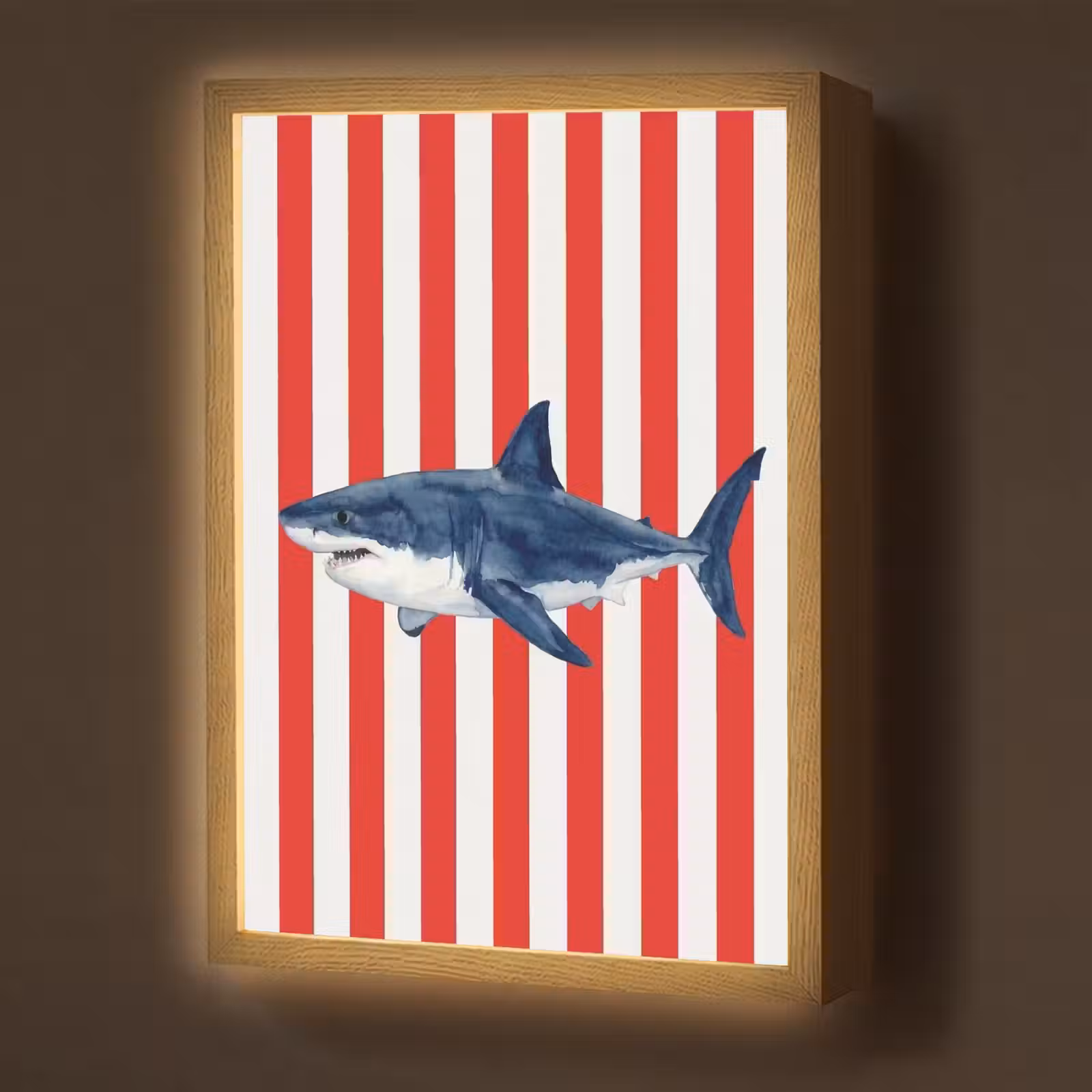 Lightbox - Wandlamp - Vis - Haai - Zee - Illustratie - Blauw — 1