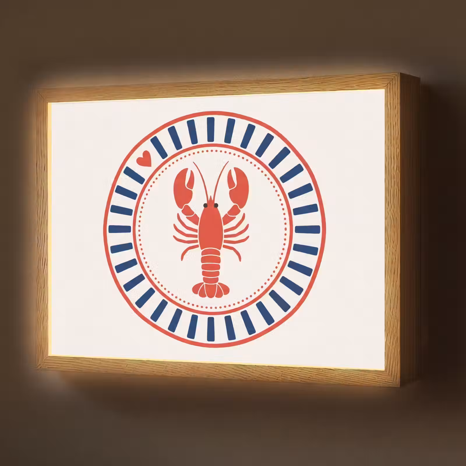 Lightbox - Wandlamp - Zeeleven - Kreeft - Embleem - Grafisch - Rood — 1