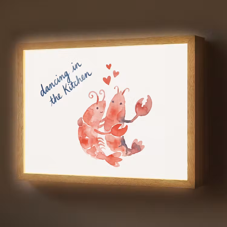 Lightbox - Wandlamp - Dier - Dans - Liefde - Waterverf - Rood — 1
