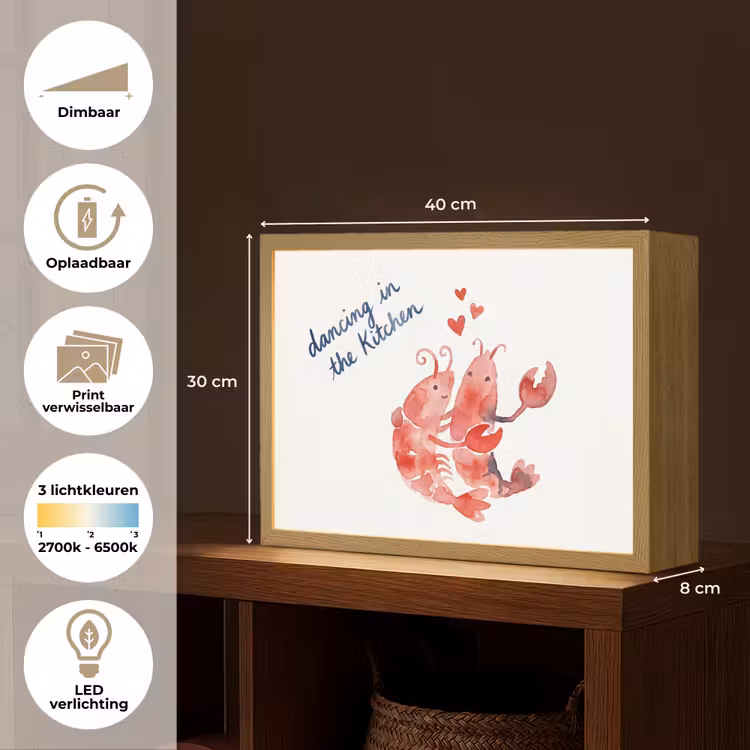 Lightbox - Wandlamp - Dier - Dans - Liefde - Waterverf - Rood — 10