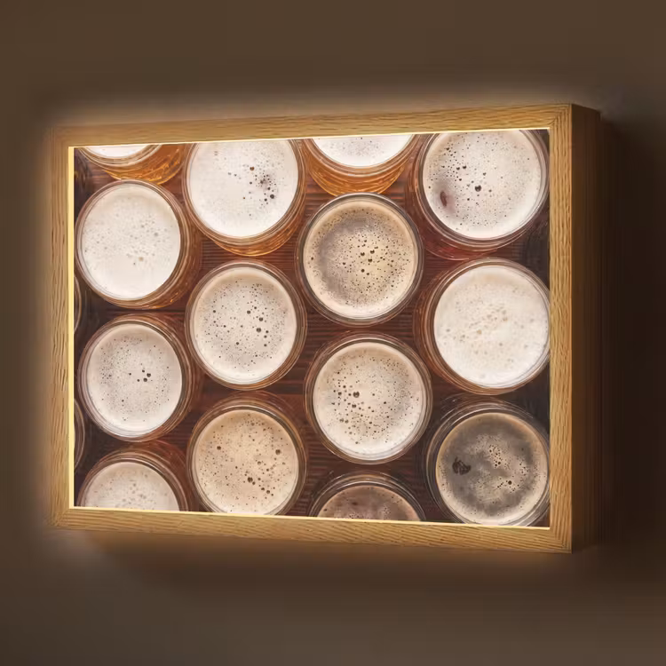 Lightbox - Wandlamp - Eten - Glazen - Drank - Patroon - Bruin — 1