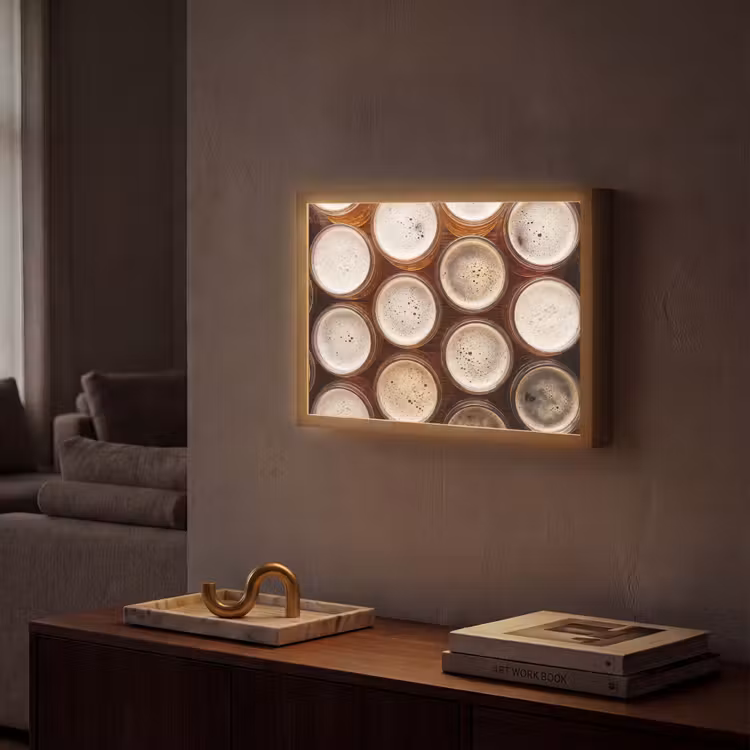 Lightbox - Wandlamp - Eten - Glazen - Drank - Patroon - Bruin — 2