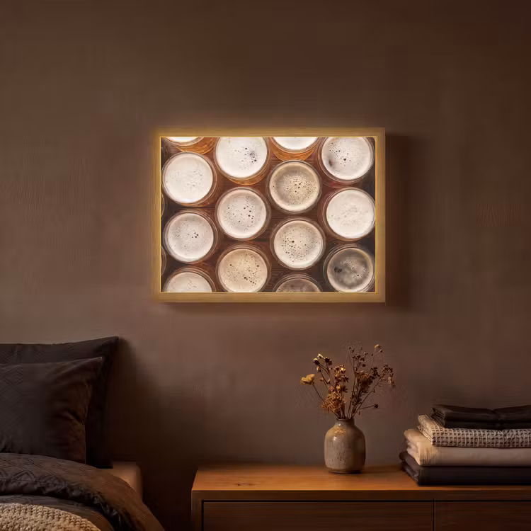 Lightbox - Wandlamp - Eten - Glazen - Drank - Patroon - Bruin — 3