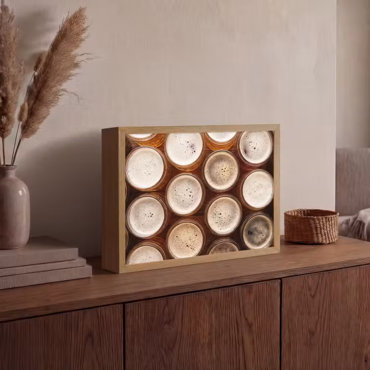 Lightbox - Wandlamp - Eten - Glazen - Drank - Patroon - Bruin — 4