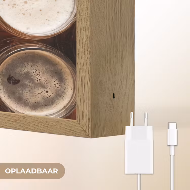 Lightbox - Wandlamp - Eten - Glazen - Drank - Patroon - Bruin — 7