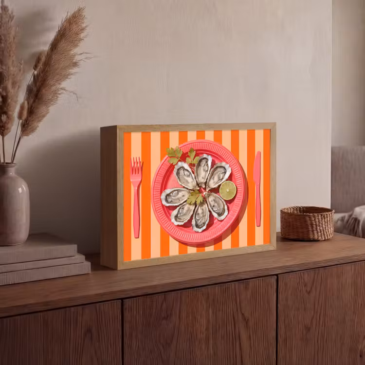 Lightbox - Wandlamp - Eten - Oester - Zeevruchten - Oranje - Modern — 4