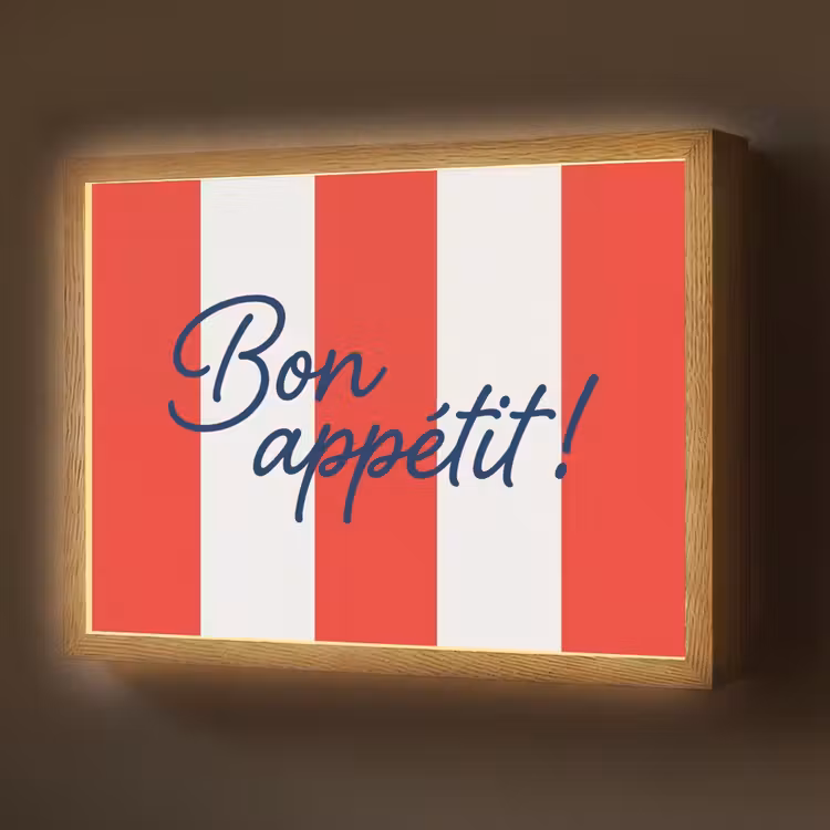 Lightbox - Wandlamp - Eten - Spreuk - Keuken - Grafisch - Rood-Wit — 1