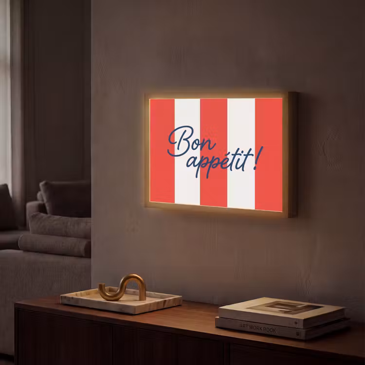 Lightbox - Wandlamp - Eten - Spreuk - Keuken - Grafisch - Rood-Wit — 2
