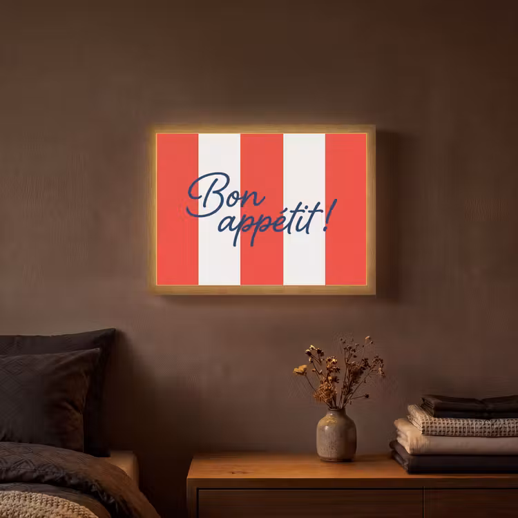 Lightbox - Wandlamp - Eten - Spreuk - Keuken - Grafisch - Rood-Wit — 3