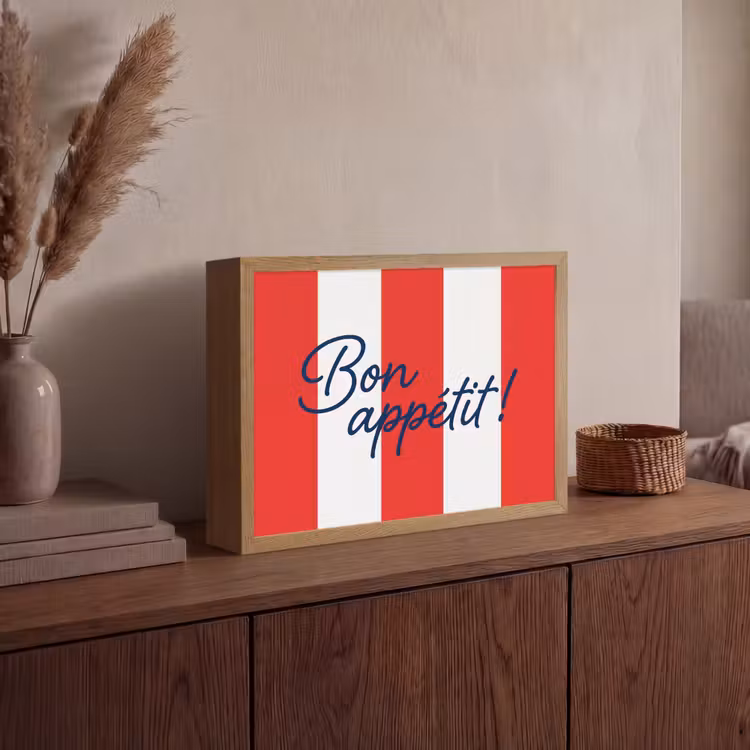 Lightbox - Wandlamp - Eten - Spreuk - Keuken - Grafisch - Rood-Wit — 4