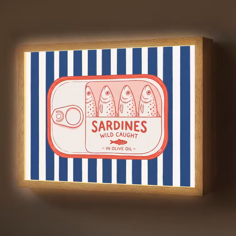 Lightbox - Wandlamp - Eten - Vis - Blik - Illustratie - Rood — 1