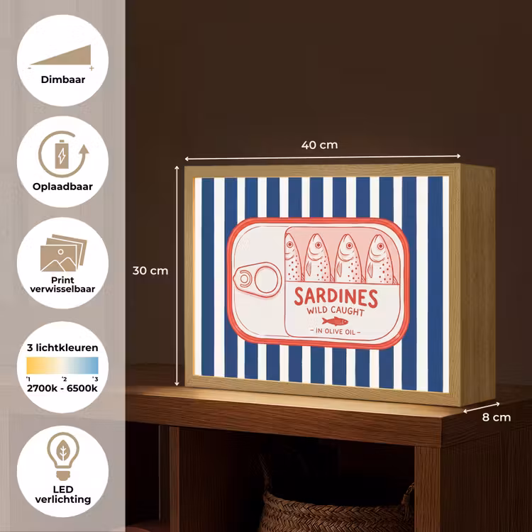 Lightbox - Wandlamp - Eten - Vis - Blik - Illustratie - Rood — 10