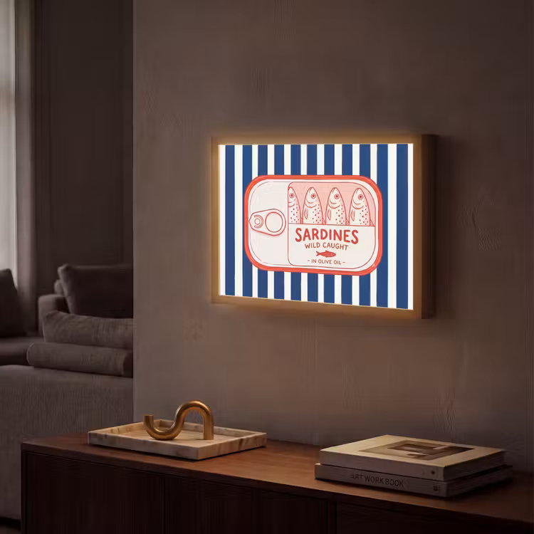 Lightbox - Wandlamp - Eten - Vis - Blik - Illustratie - Rood — 2