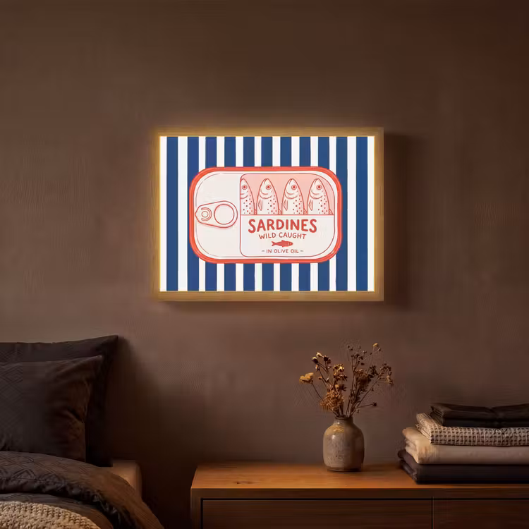 Lightbox - Wandlamp - Eten - Vis - Blik - Illustratie - Rood — 3