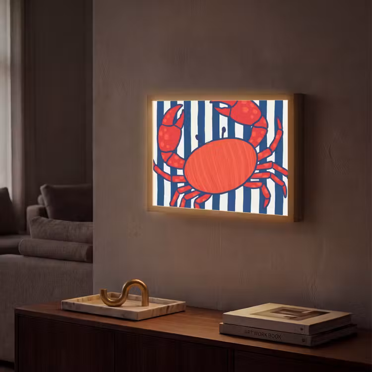 Lightbox - Wandlamp - Krab - Strepen - Zeeleven - Illustratie - Rood — 2