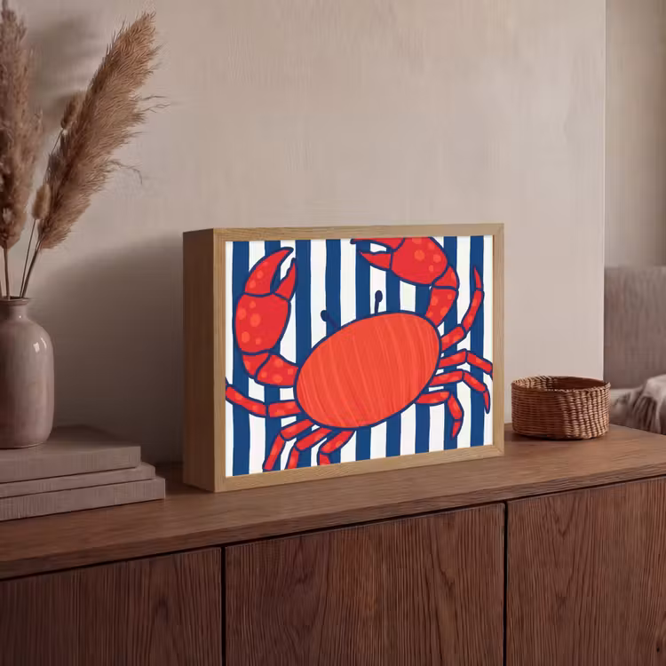 Lightbox - Wandlamp - Krab - Strepen - Zeeleven - Illustratie - Rood — 4