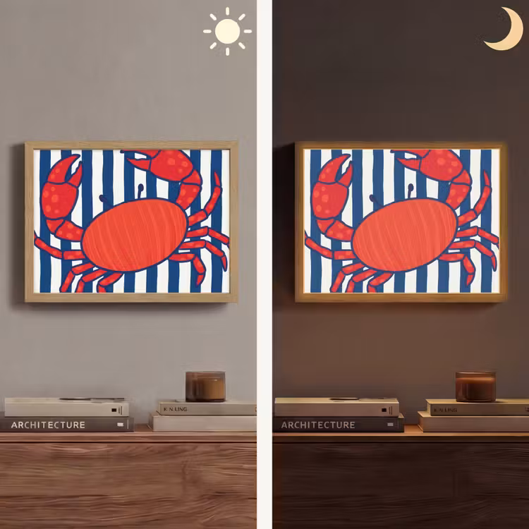 Lightbox - Wandlamp - Krab - Strepen - Zeeleven - Illustratie - Rood — 6