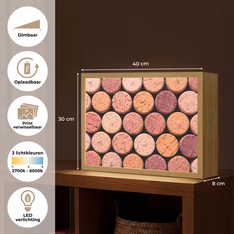 Lightbox - Wandlamp - Kurk - Patroon - Abstract - Modern - Rood — 10