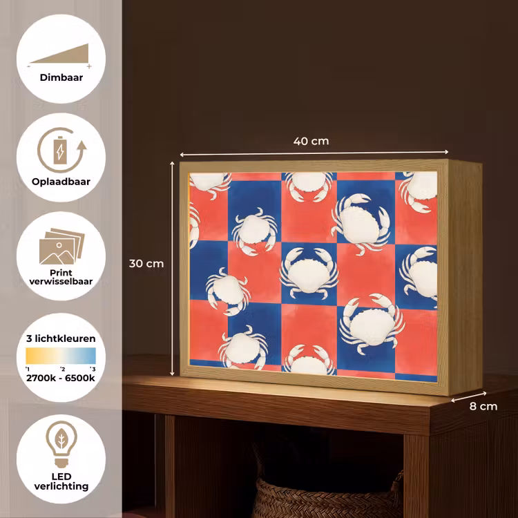 Lightbox - Wandlamp - Patroon - Zeeleven - Rood - Blauw - Abstract — 10