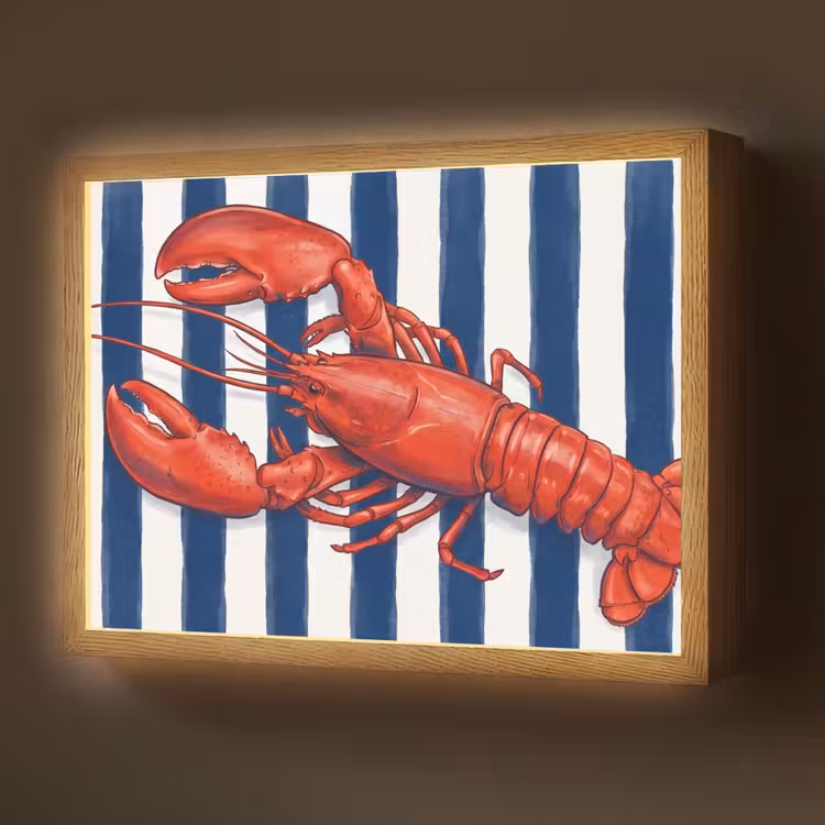 Lightbox - Wandlamp - Schaaldier - Kreeft - Marine - Illustratie - Rood — 1
