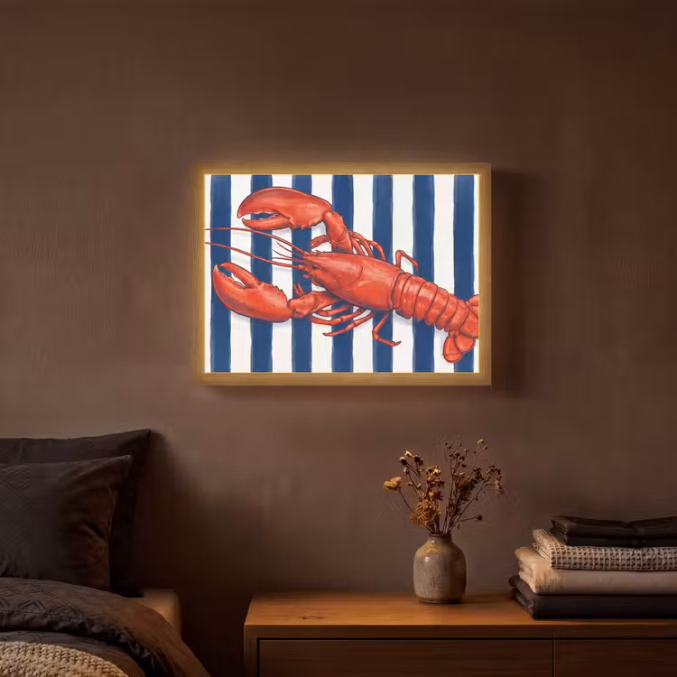 Lightbox - Wandlamp - Schaaldier - Kreeft - Marine - Illustratie - Rood — 3