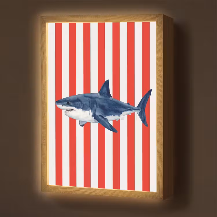 Lightbox - Wandlamp - Vis - Haai - Zee - Illustratie - Blauw — 1