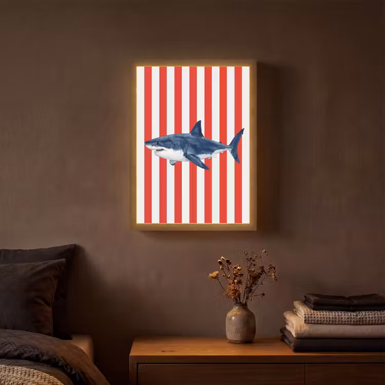 Lightbox - Wandlamp - Vis - Haai - Zee - Illustratie - Blauw — 3