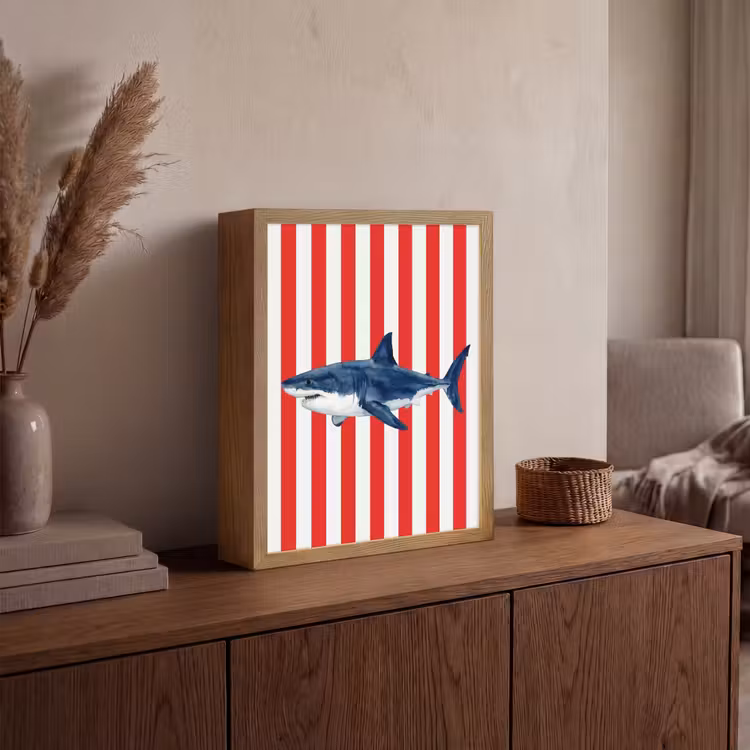 Lightbox - Wandlamp - Vis - Haai - Zee - Illustratie - Blauw — 4