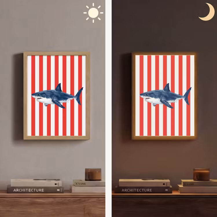 Lightbox - Wandlamp - Vis - Haai - Zee - Illustratie - Blauw — 5