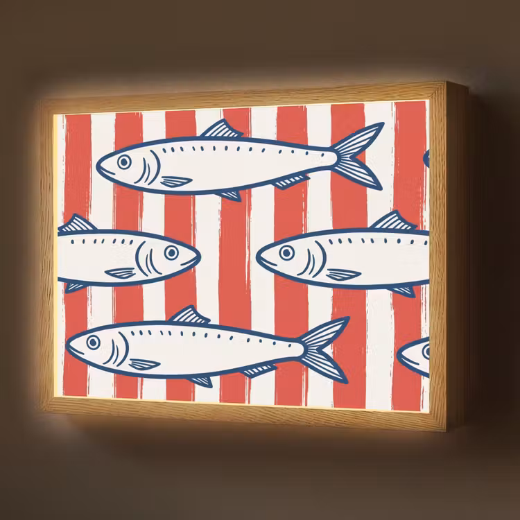 Lightbox - Wandlamp - Vis - Patroon - Strepen - Illustratie - Rood — 1