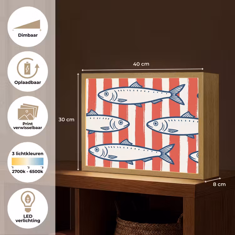Lightbox - Wandlamp - Vis - Patroon - Strepen - Illustratie - Rood — 10