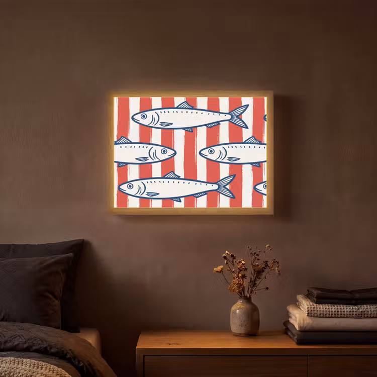 Lightbox - Wandlamp - Vis - Patroon - Strepen - Illustratie - Rood — 3