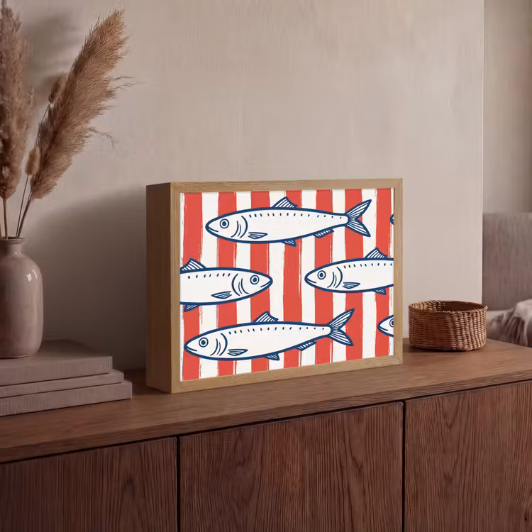Lightbox - Wandlamp - Vis - Patroon - Strepen - Illustratie - Rood — 4