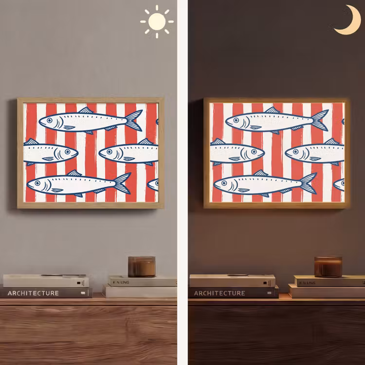 Lightbox - Wandlamp - Vis - Patroon - Strepen - Illustratie - Rood — 6