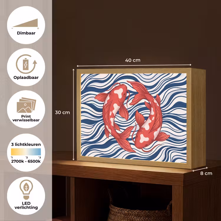 Lightbox - Wandlamp - Vis - Water - Natuur - Illustratie - Rood — 10