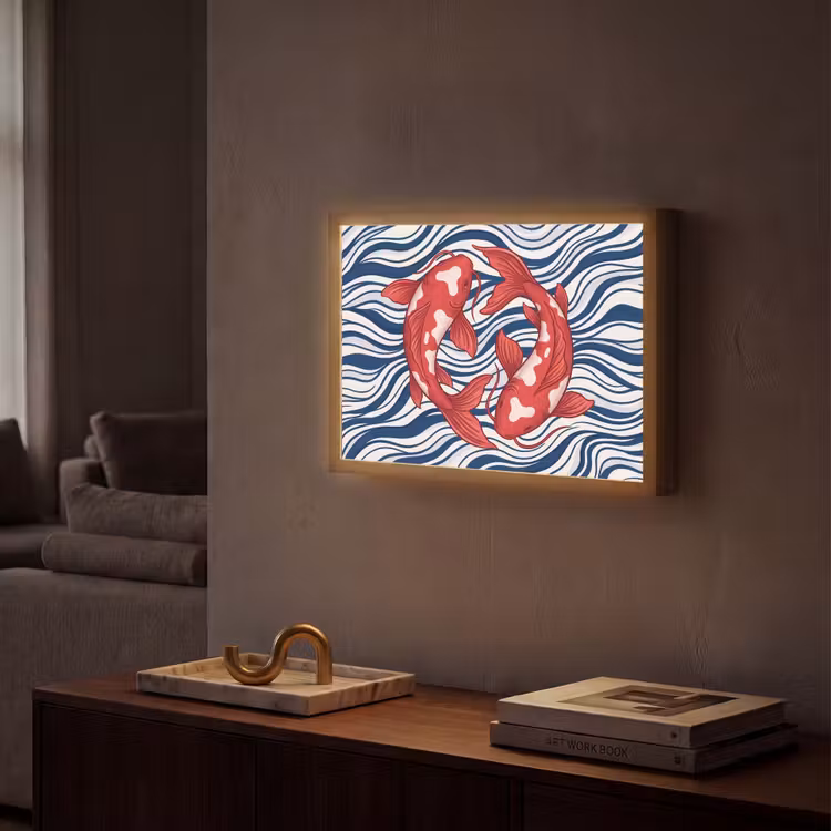 Lightbox - Wandlamp - Vis - Water - Natuur - Illustratie - Rood — 2