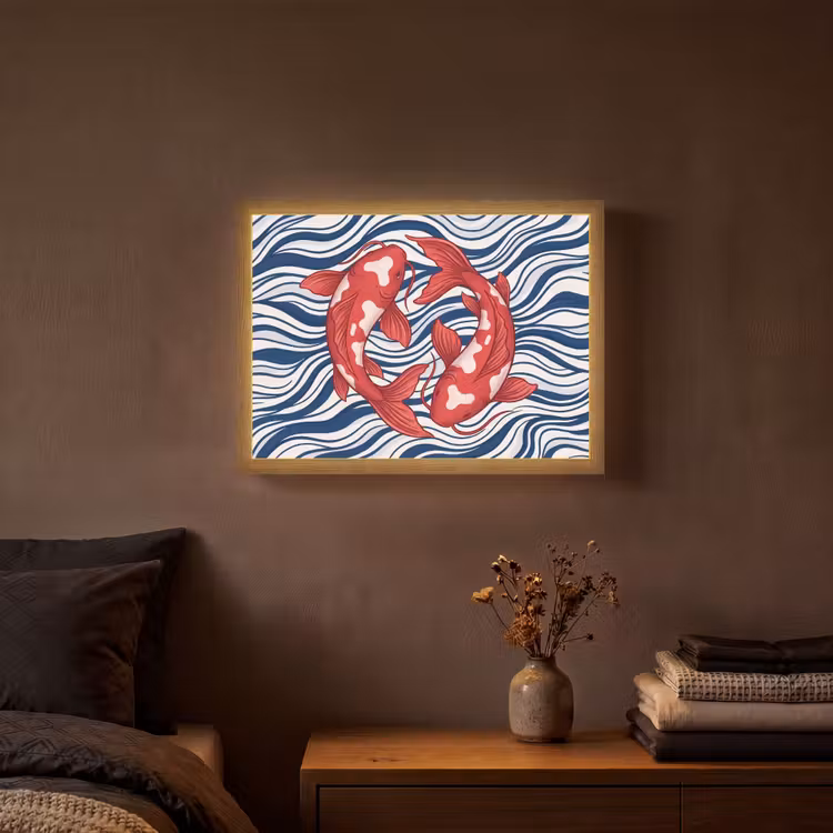 Lightbox - Wandlamp - Vis - Water - Natuur - Illustratie - Rood — 3