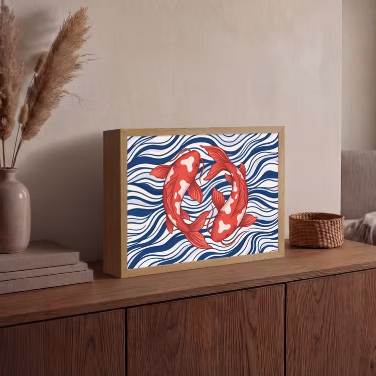 Lightbox - Wandlamp - Vis - Water - Natuur - Illustratie - Rood — 4