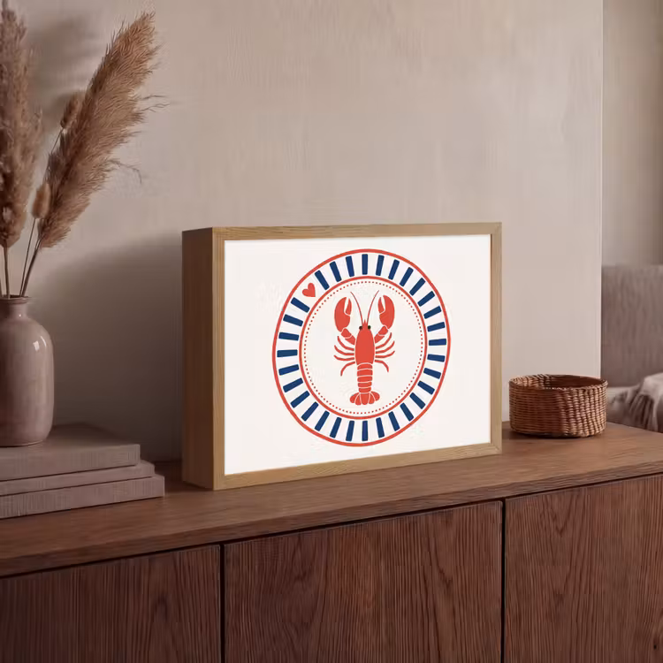 Lightbox - Wandlamp - Zeeleven - Kreeft - Embleem - Grafisch - Rood — 4