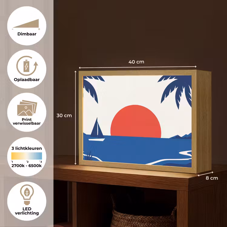 Lightbox - Wandlamp - Zonsondergang - Zee - Palmboom - Tropisch - Modern — 10