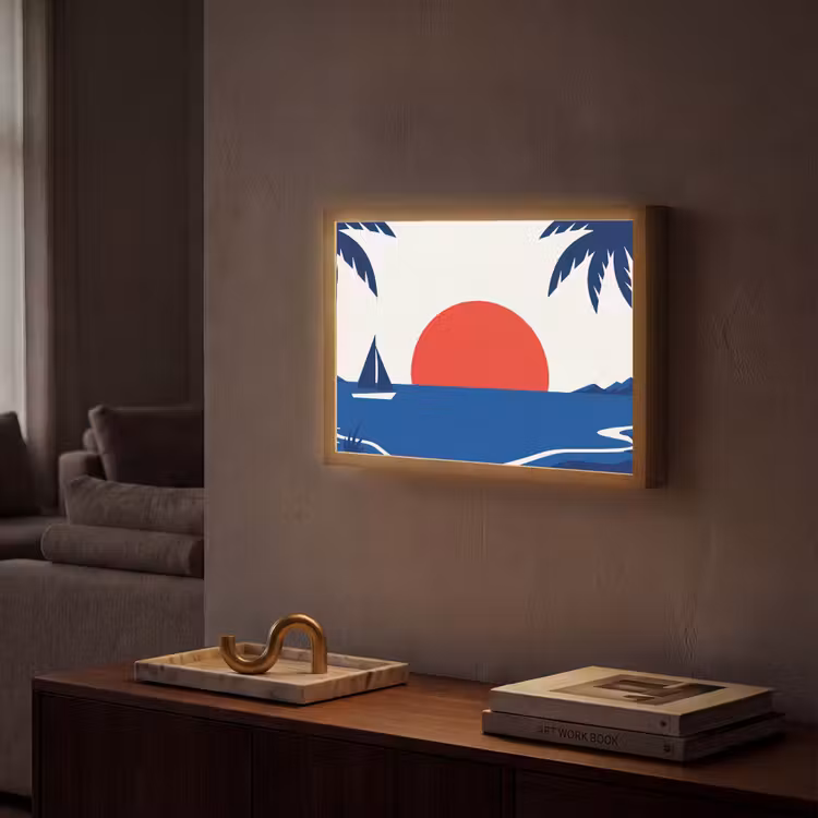 Lightbox - Wandlamp - Zonsondergang - Zee - Palmboom - Tropisch - Modern — 2