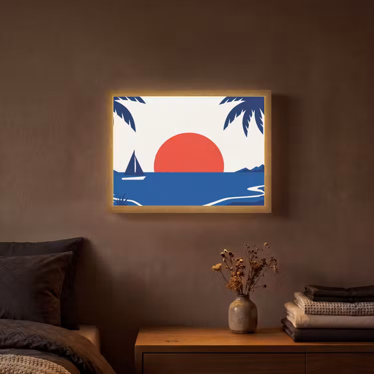 Lightbox - Wandlamp - Zonsondergang - Zee - Palmboom - Tropisch - Modern — 3