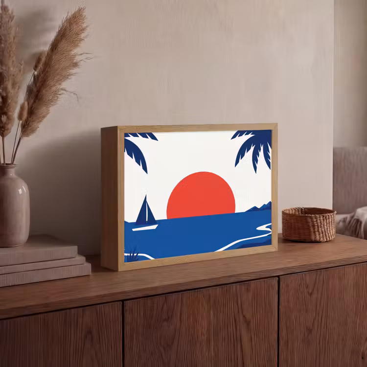 Lightbox - Wandlamp - Zonsondergang - Zee - Palmboom - Tropisch - Modern — 4