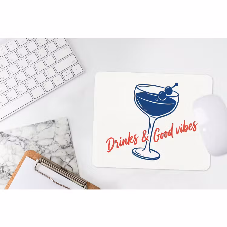 Muismat - Cocktail - Glas - Illustratie - Blauw - Wit — 2