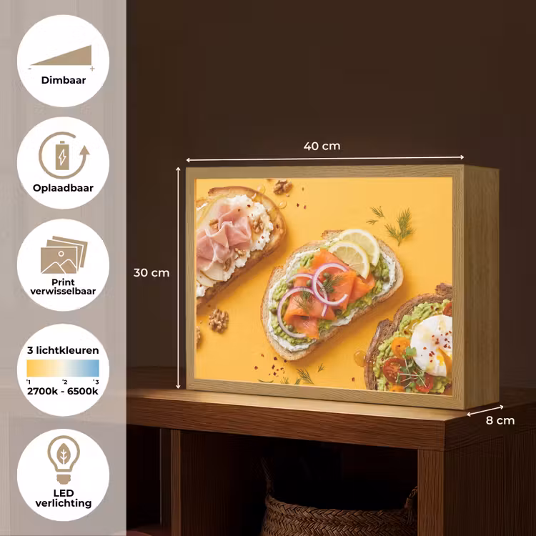 Lightbox - Wandlamp - Eten - Brood - Ontbijt - Modern - Kleurrijk — 10
