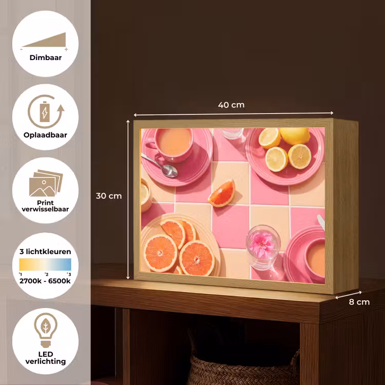Lightbox - Wandlamp - Eten - Citrusvruchten - Stillevens - Roze - Oranje — 10