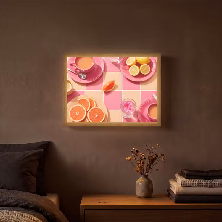 Lightbox - Wandlamp - Eten - Citrusvruchten - Stillevens - Roze - Oranje — 3